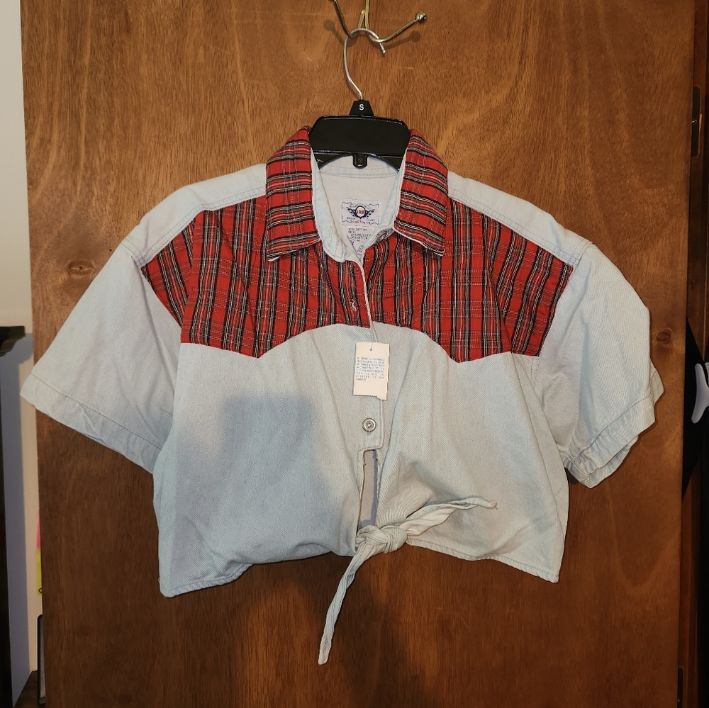 vintage IOU denim button up tshirt